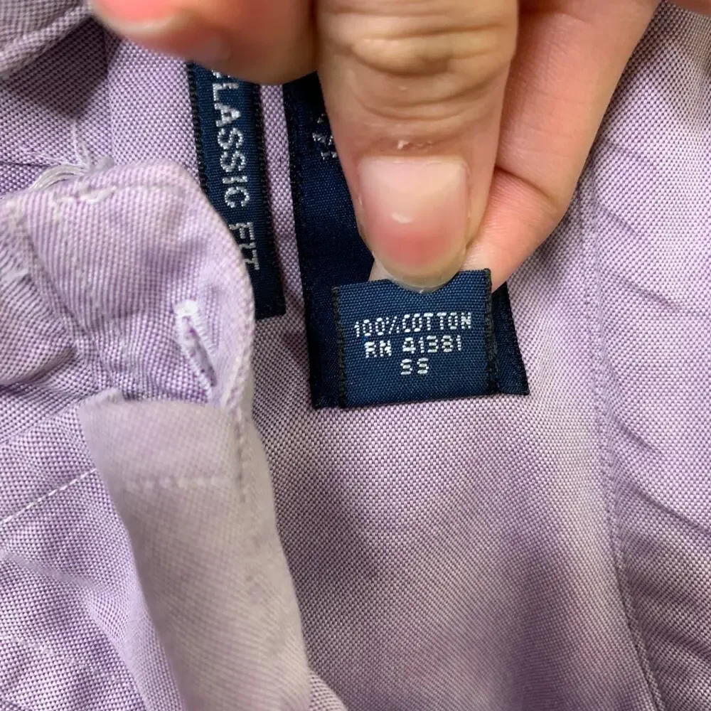Vintage Ralph Lauren Shirt Mens 16.5 Pastel Purple Classic Fit Button Down Dress